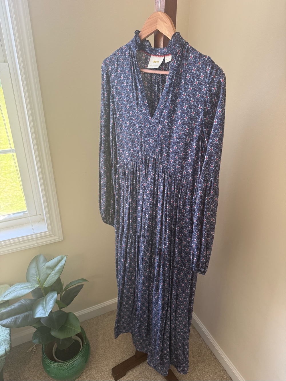Maeve Navy Floral Long-Sleeve Maxi Dress